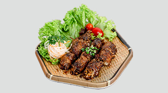 Beef Wrapped Golden Mushroom with Black Pepper Sauce